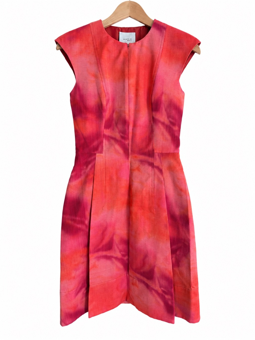 Akris Punto Pink Coral Abstract Watercolor Dress US 4